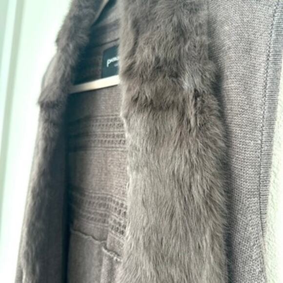 Patrizia Luca Milano Fur-Trim Vest Brown Rabbit Wool Blend M/L Cozy Boho Casua - Picture 7 of 7
